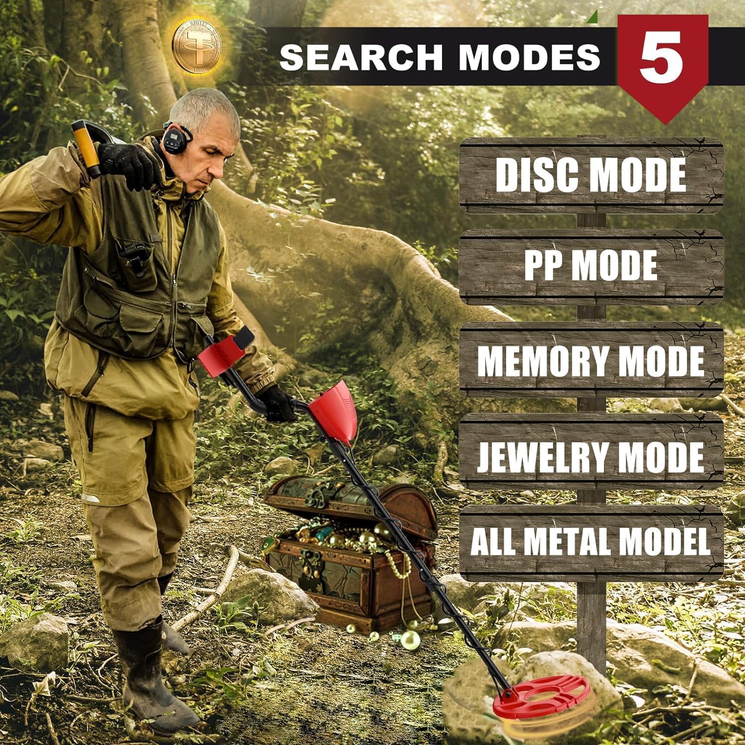 Waterproof Metal Detector with LCD Display and 12" Coil R4755