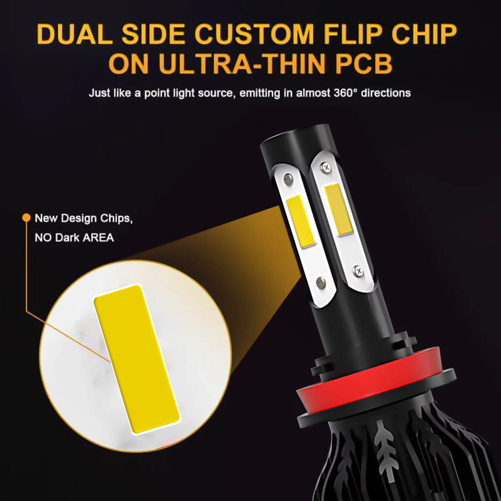 LED Headlight Bulbs H9 H11 High Beam Low Beam 4pc G740362