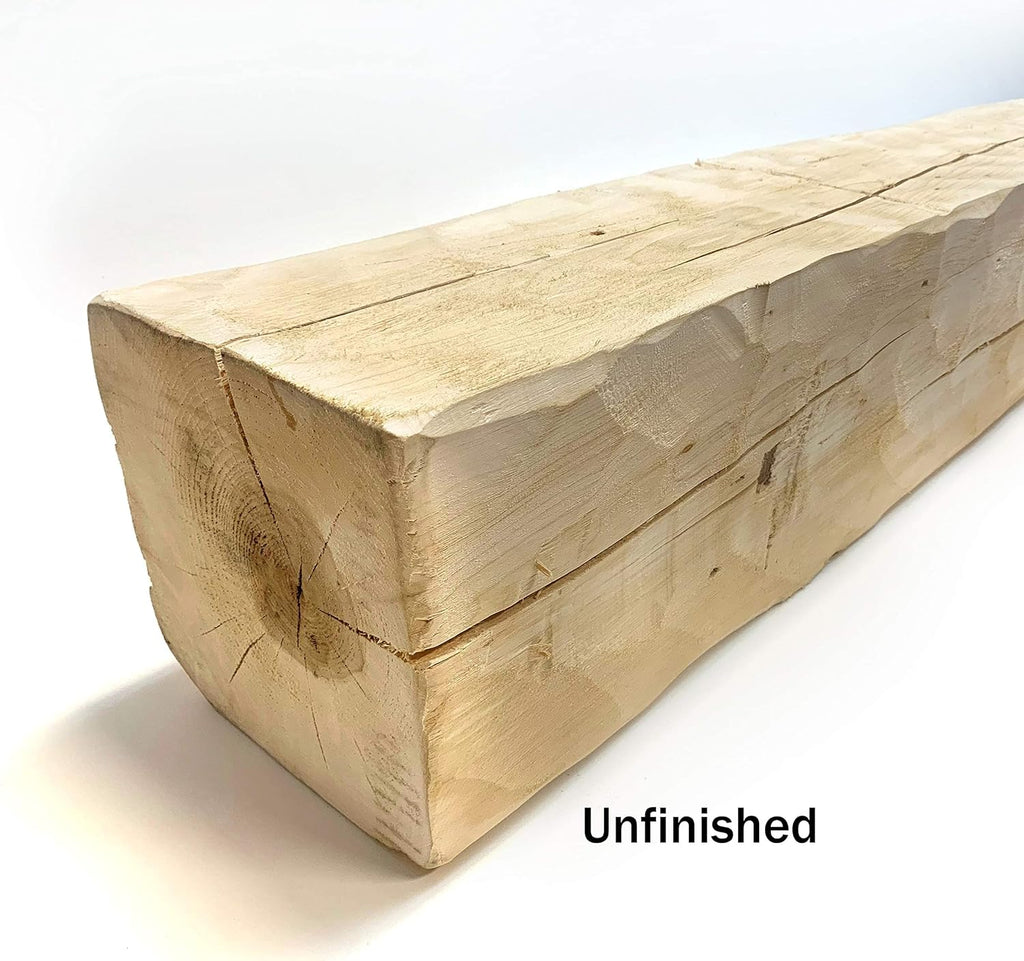 Rustic Natural Unfinished Solid Wood Barn Beam Mantel T9261