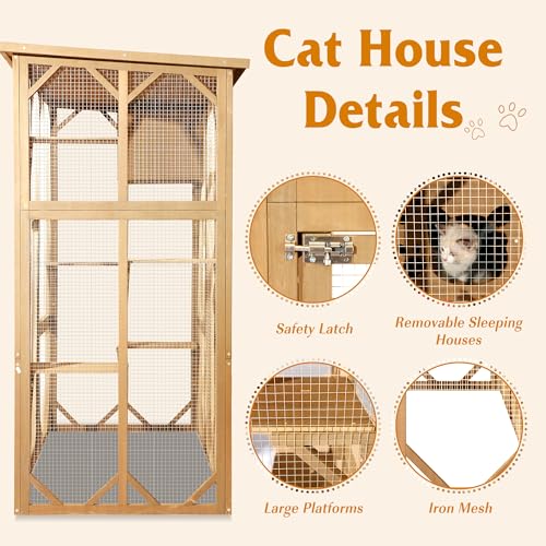 Grey Wooden Cat Enclosure with Platform F519706