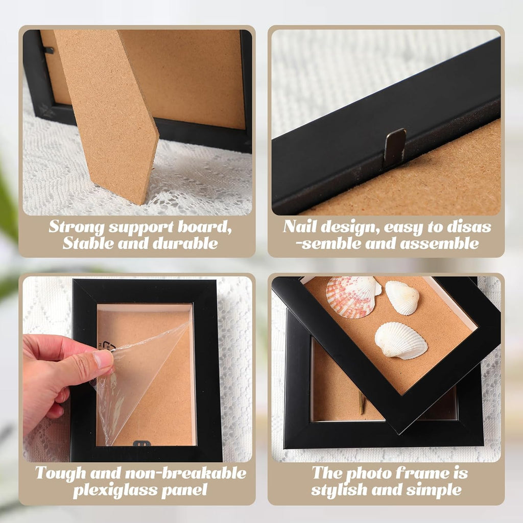 6 Pcs Black Wood Shadow Box Frame Set Y9076