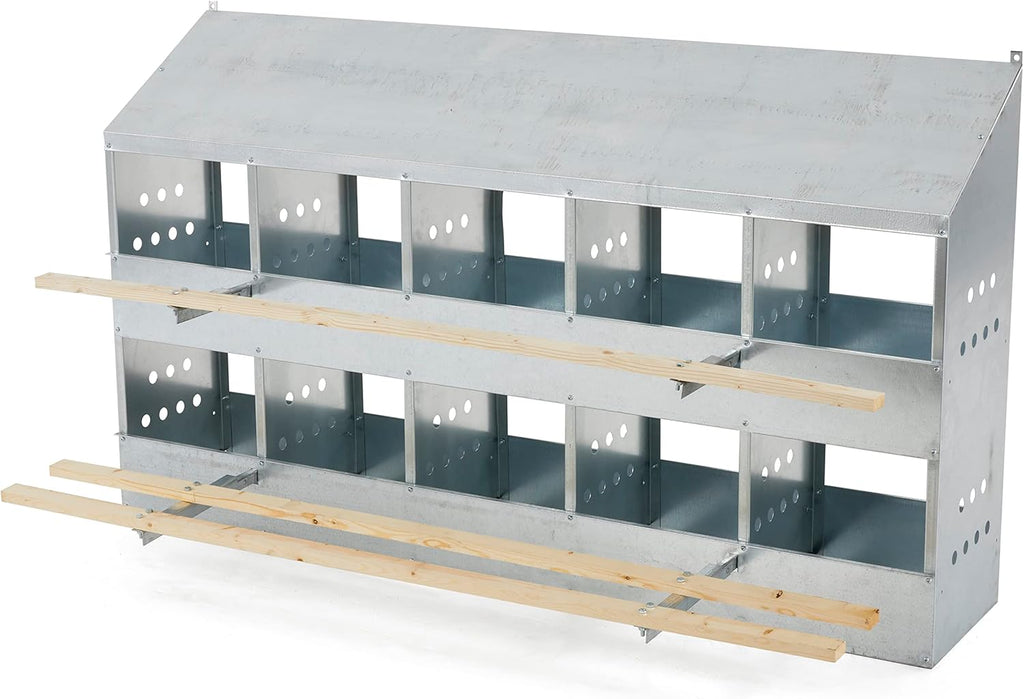 Galvanized Steel 10 Hole 50 Bird Chicken Brooding Box (4 Pack) N9029
