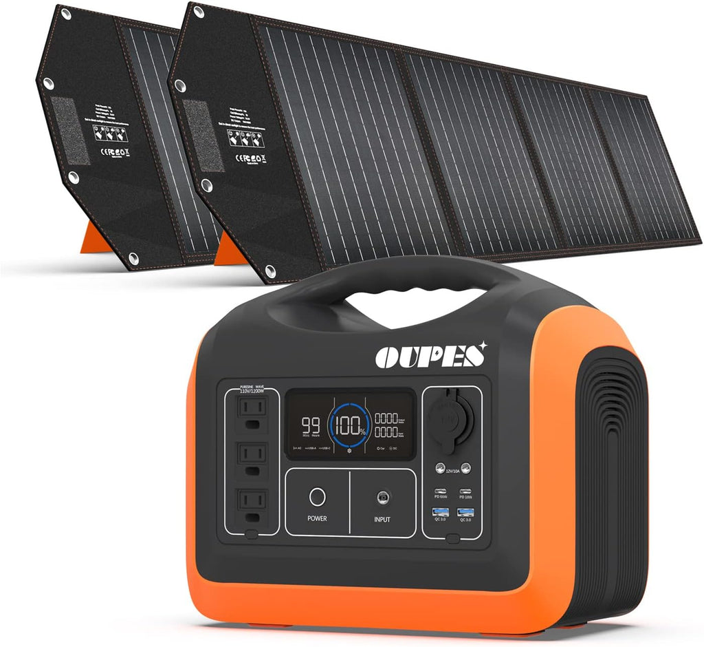 Solar Generator 1200W 992Wh LiFePO4 Battery Backup with 3 110V AC Outlet Z274