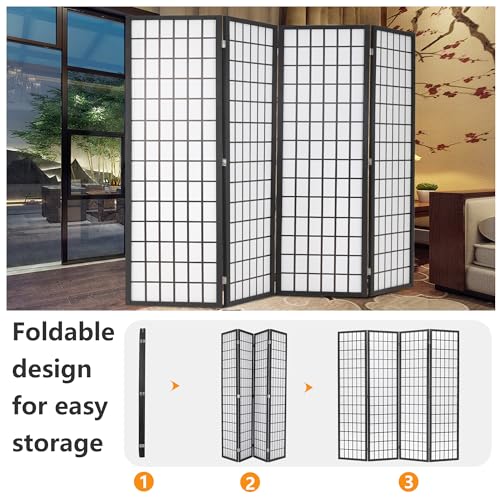 6Ft Folding 4 Panels Freestanding Wood Partition Screen V435554
