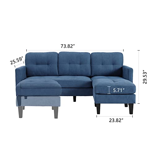 Black Convertible L Shaped Sectional Sofa with Reversible Chaise M210