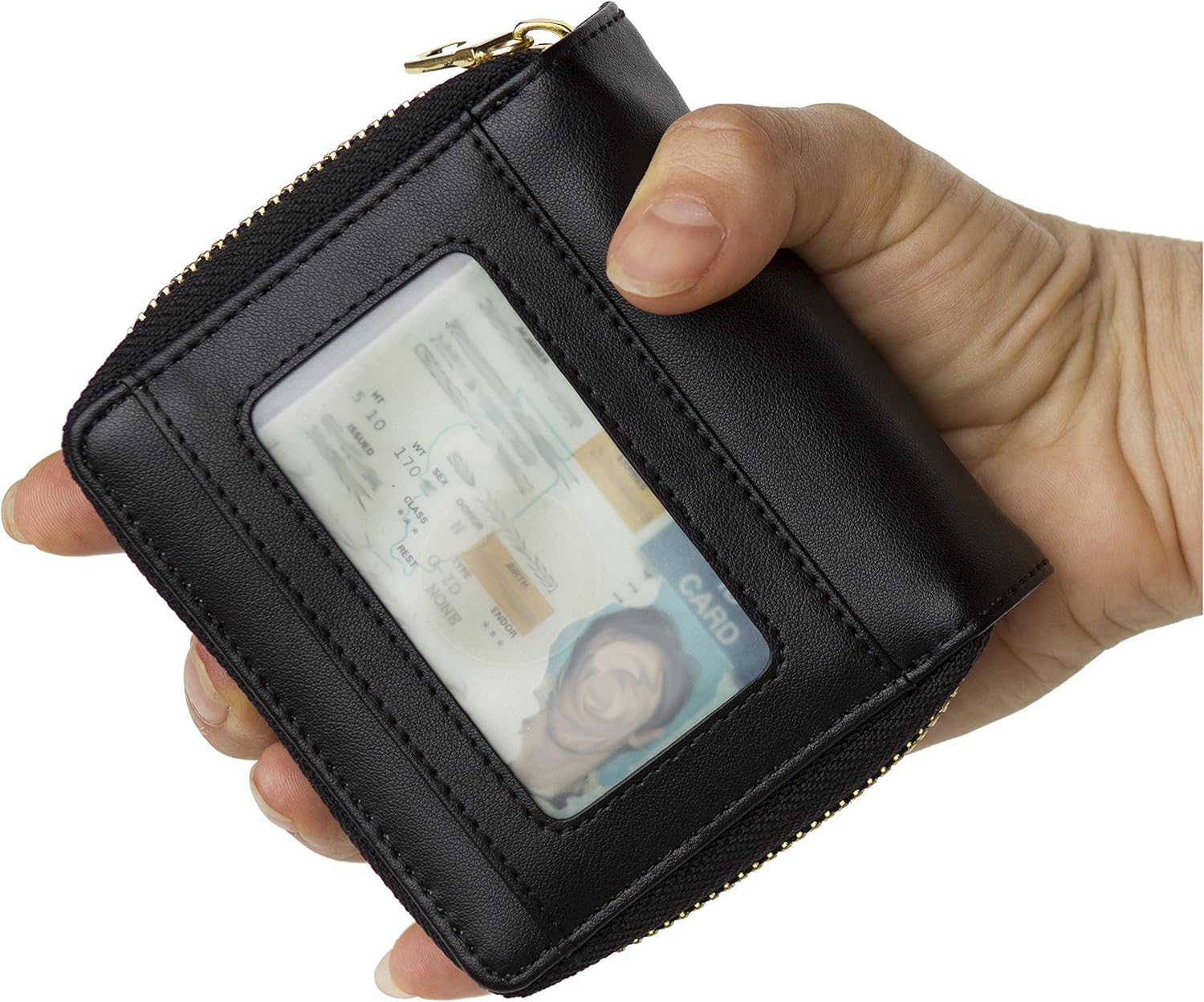 Genuine Leather Small Wallet in Black V831368