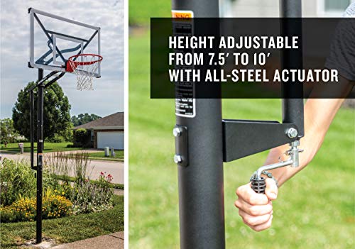 54" and 60" In-Ground Basketball Hoops with Adjustable-Height Basketball Goal Backboard Z6938