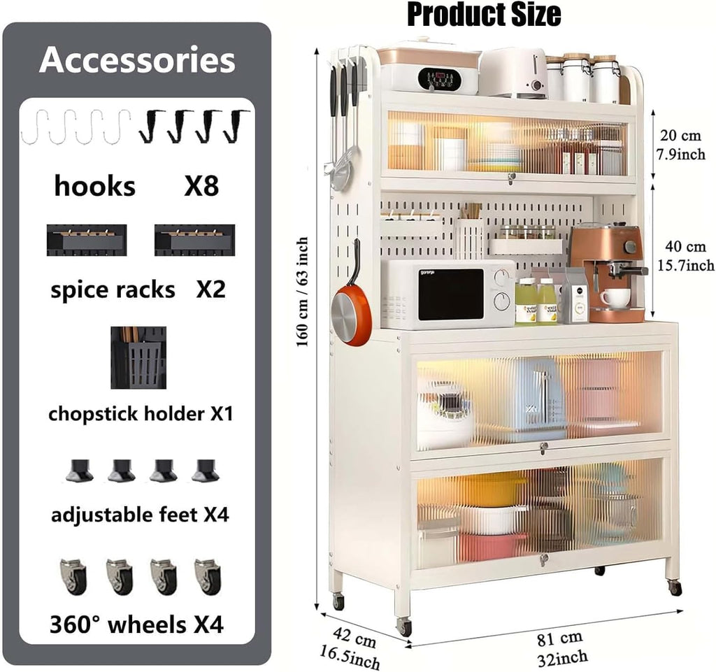 White 5-Tier Bakers Rack with Flip Door X539030