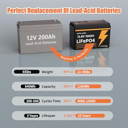 12V 100Ah LiFePO4 Group 31 Lithium Battery with Built-in 100A BMS S7087
