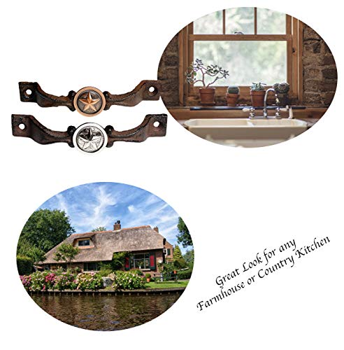 Cast Iron Kitchen Cabinet Handles and Drawer Pulls Antique Country Home Rustic Decor Farmhouse Cabinet Handle Texas Western Star Cabinet Knobs (2, Braided Bronze Star) B31887