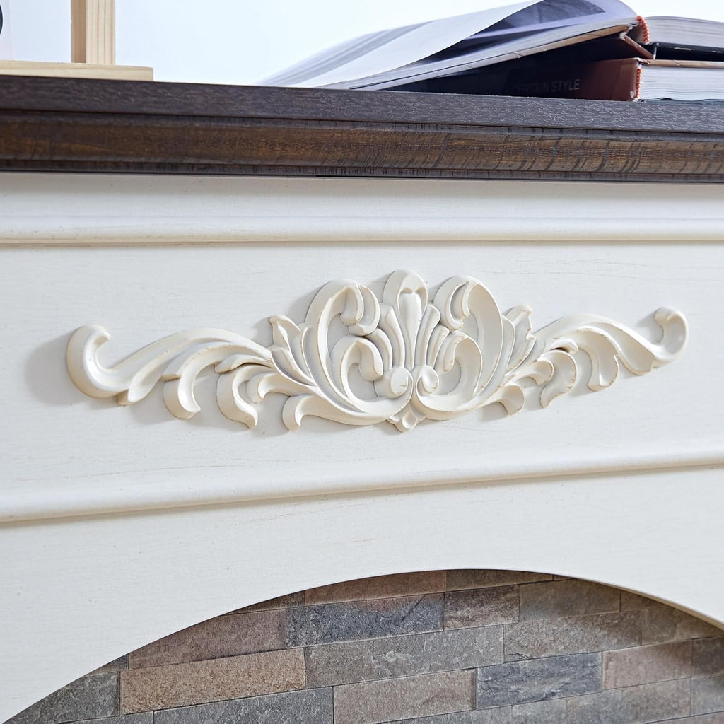 44 Inch Electric Fireplace with Mantel, Freestanding LED Flame Heater with Remote Control N40134