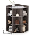 White 3-Tier Corner Bookshelf with Charging Station L868342