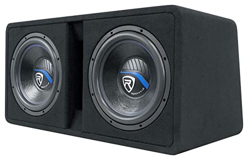 Dual 10" 2400w Car Subwoofers with Vented Sub Enclosure Box, 2 Ohm, Black T2321