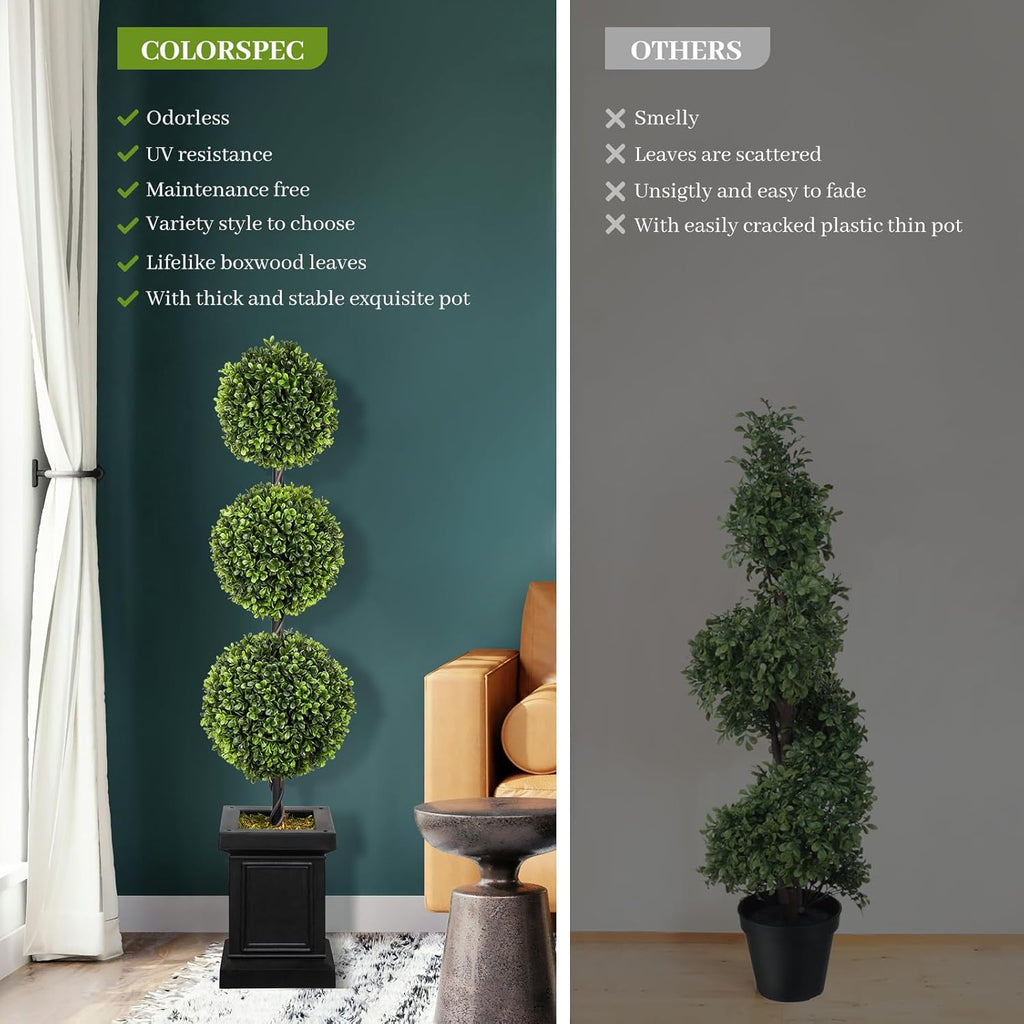 Set of 2 3.5ft Artificial Boxwood Topiary Trees V85578