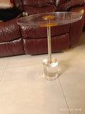 Clear Acrylic Round End Table with Brushed Brass Metal O60678