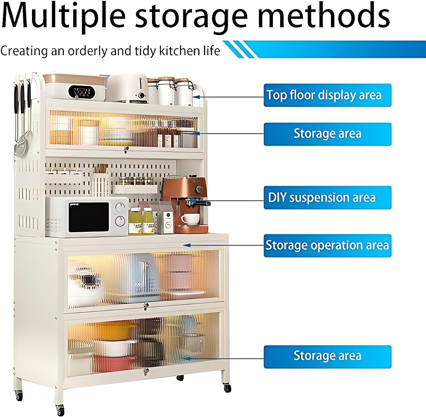 White 5-Tier Bakers Rack with Flip Door X539030