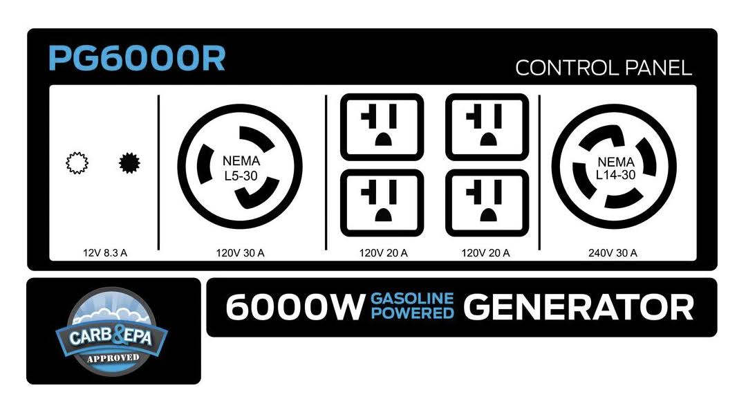 6,000 Peak Watt Gas-Powered Portable Generator V280646