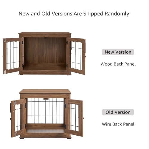 Double Doors Wooden Wire Dog Crate with Pet Bed Y73705