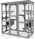 Large Cat House Outdoor Cat Enclosure with Door, Platform & Small House Z905162