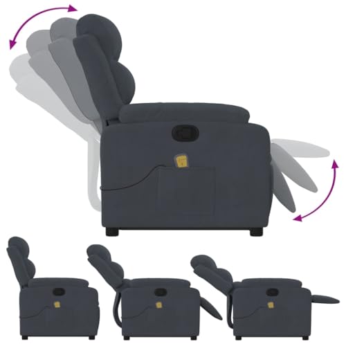 Dark Gray Velvet Power Lift Massage Recliner Armchair with USB L748