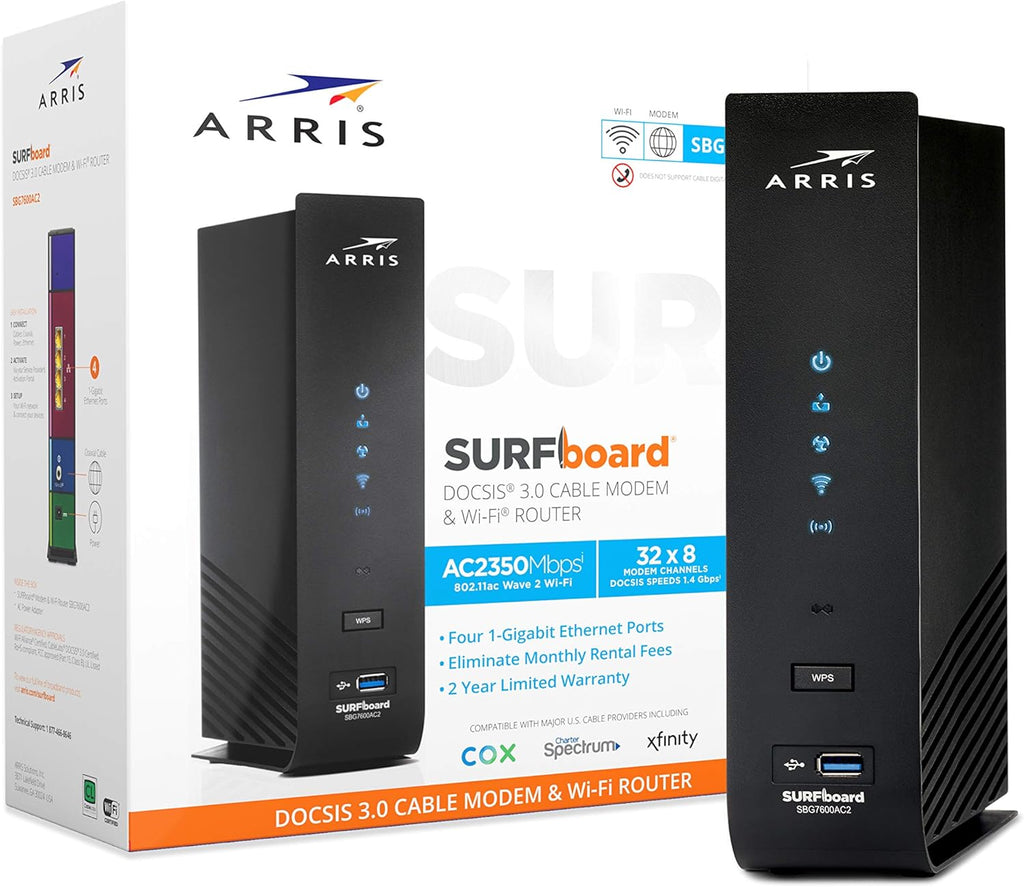 DOCSIS 3.0 Cable Modem & AC2350 Dual-Band Wi-Fi Router (black) A6332