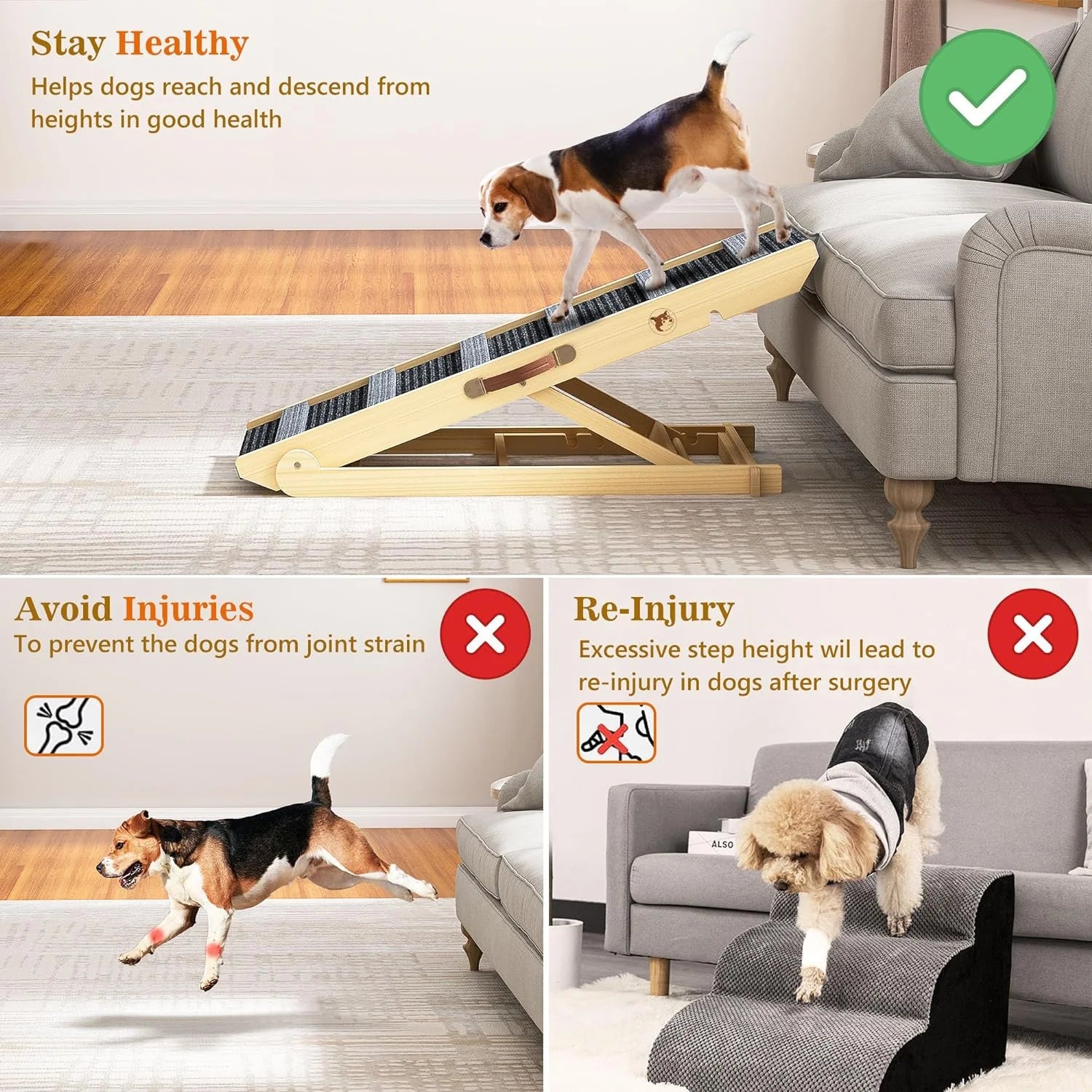 Portable Pet Ramp with 7 Adjustable Heights, Non-Slip W742