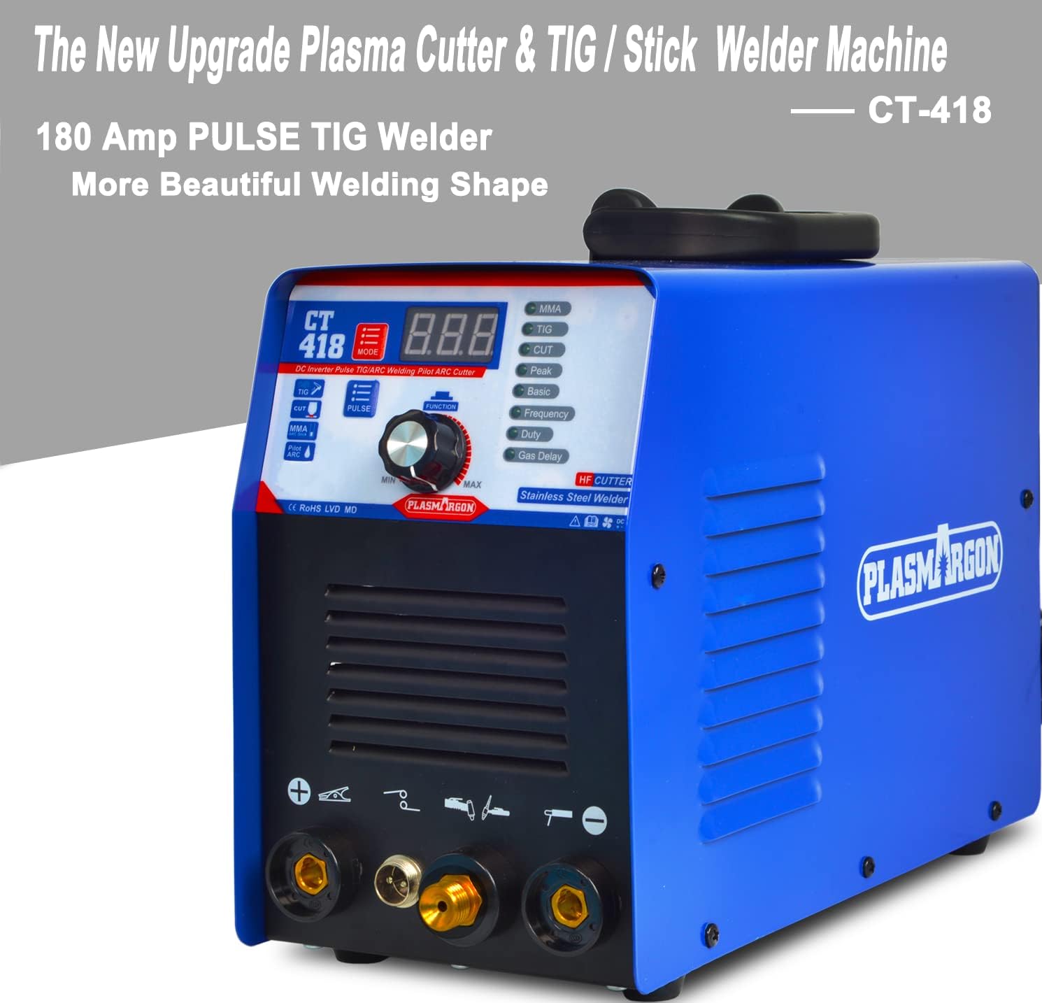 3 in 1 Plasma Cutter TIG Stick Welder, 180A Pulse TIG/Arc Welding, 40A Plasma Cutting, 110/220V Dual Voltage Q81720