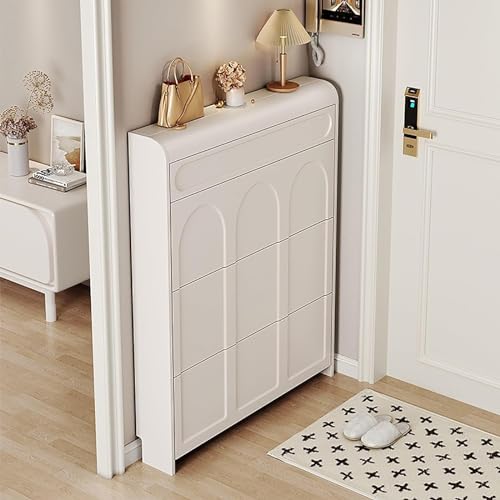 White Shoe Storage Cabinet with 2 Flip Drawers A8527