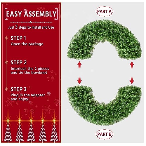 48in Pre-lit Artificial Christmas Wreath with 200 LED Lights S975