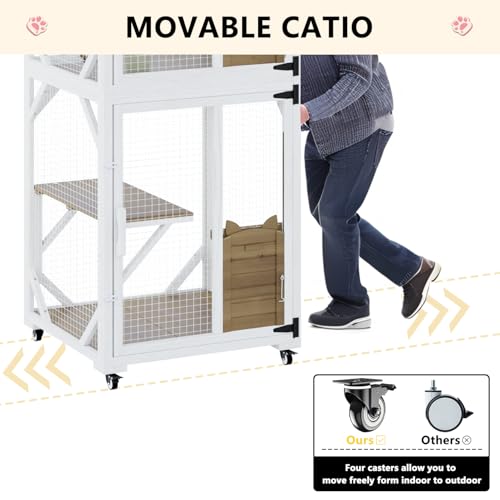 Gray 71" Wooden Cat Cage with Scratching Post J899628