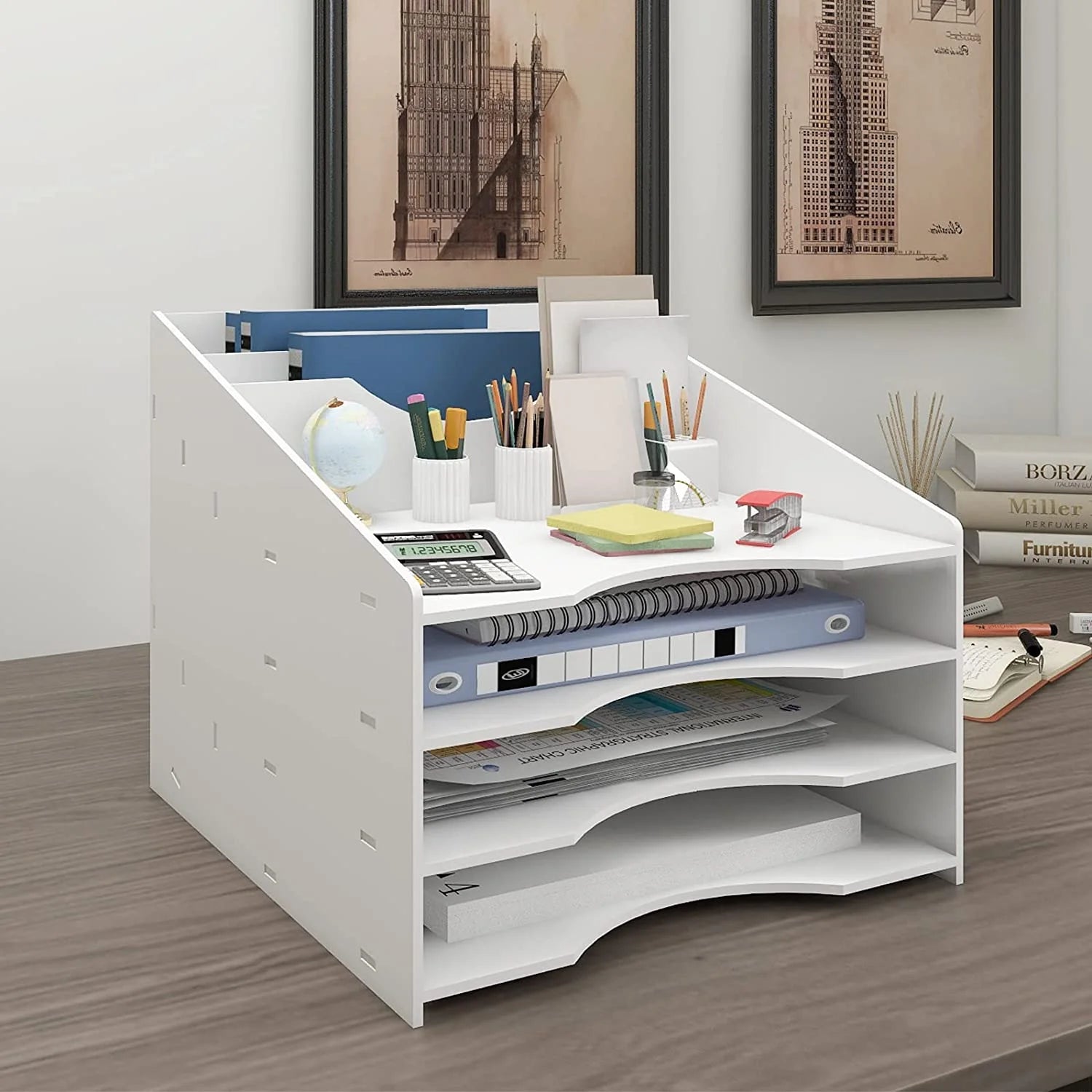 White Letter Tray Paper Organizer D9738