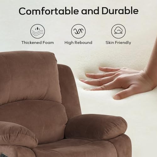 Brown Manual Recliner Chair with Padded Headrest and Armrest B89130