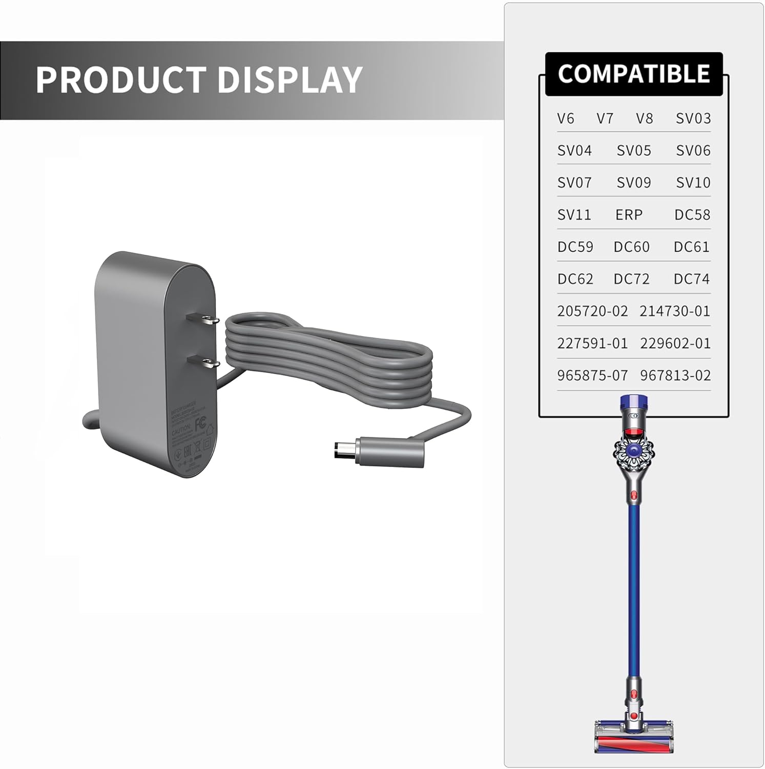 26.1V Replacement Charger for Dyson V6 V7 V8 Cordless Vacuum Cleaner Q989096