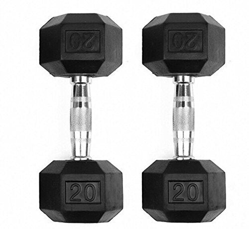 Set of 2 Hex Rubber Dumbbell with Metal Handles S26217