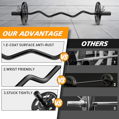 47" Chrome EZ Curl Barbell Bar for 2 Inch Weight Plates Y304