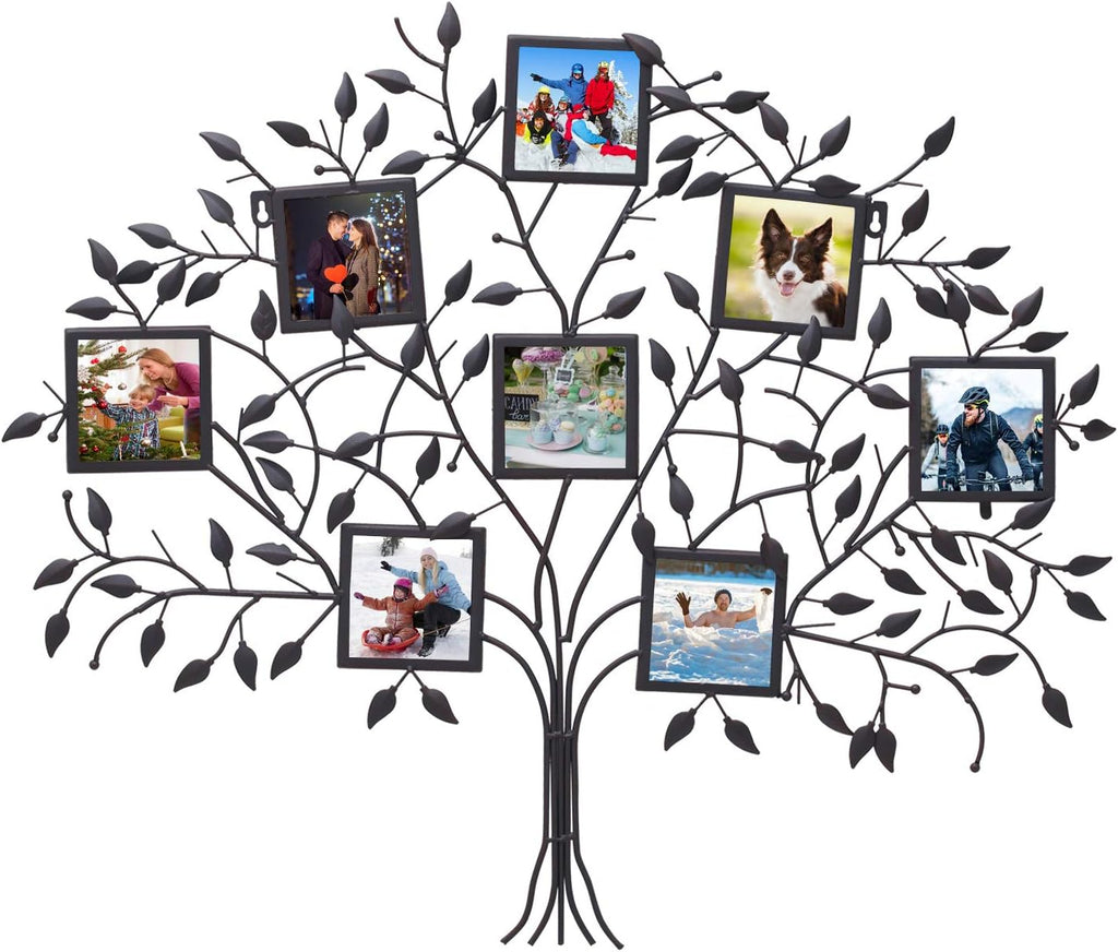 Black Metal Wall Hanging Picture Frame with 8 Openings S476