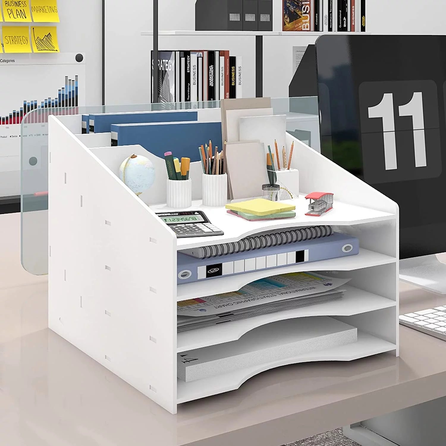 White Letter Tray Paper Organizer D9738