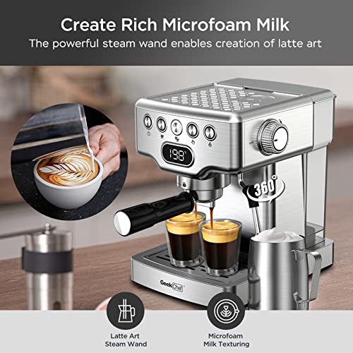 20 Bar Espresso Machine with Milk Frother Steam Wand, Stainless Steel B109