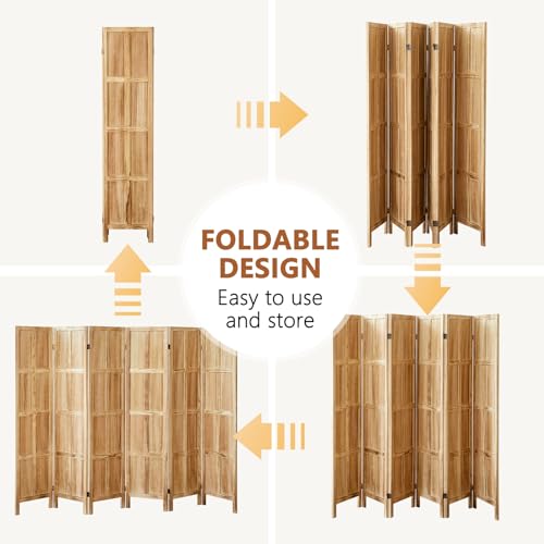 White 5.6 FT Folding Wooden Room Divider Y466