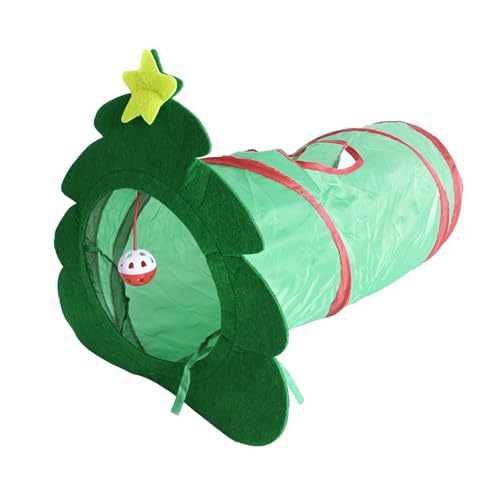 Collapsible Cat Play Tunnel with Festive Tree Shape C9480