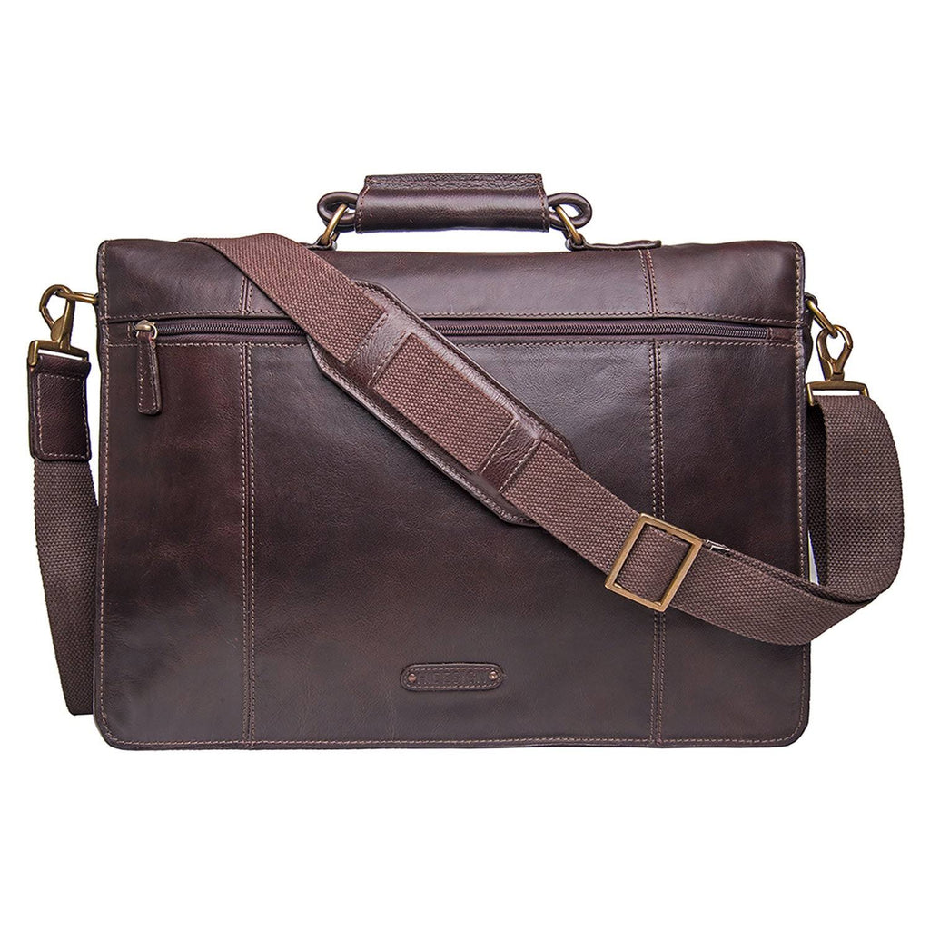 Black Leather Laptop Briefcase D942