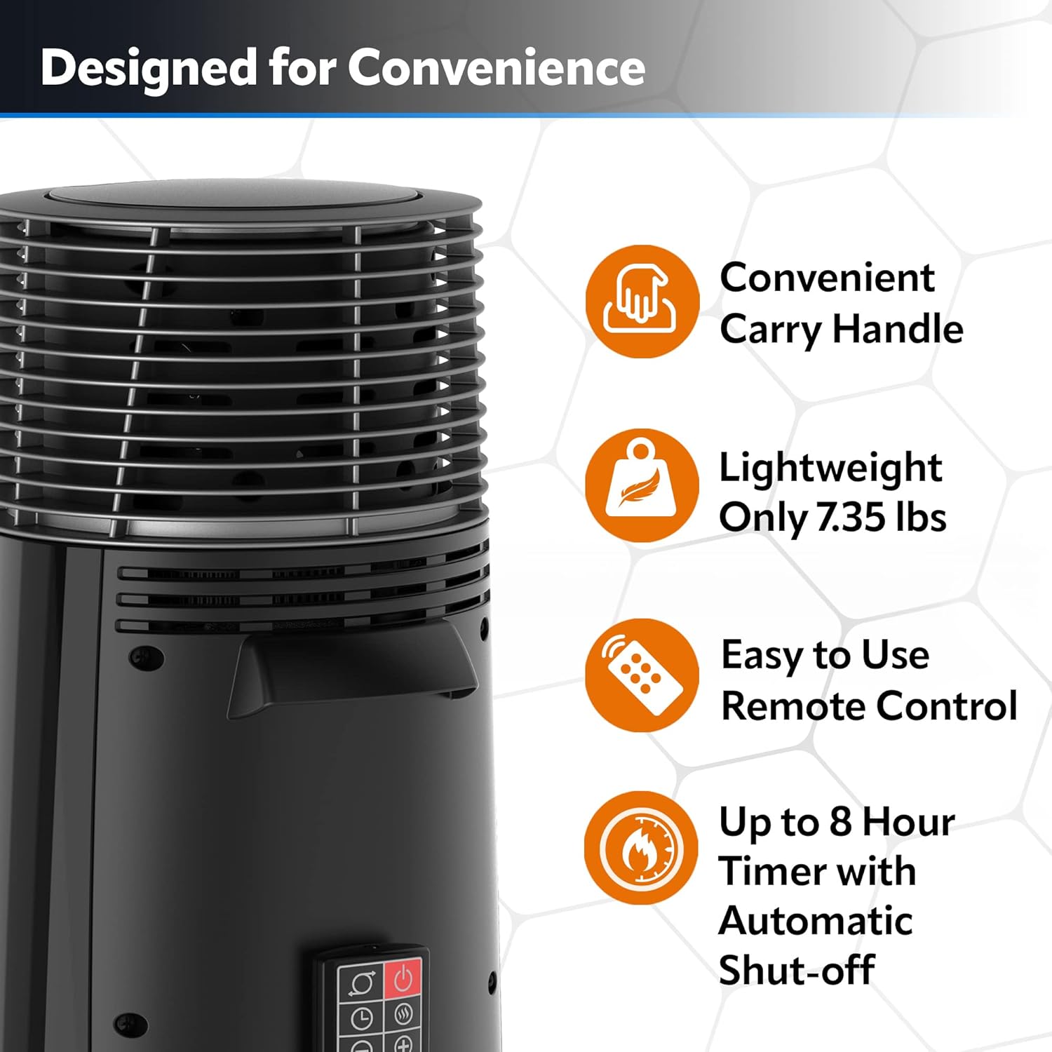 Black 1500W Oscillating Ceramic Tower Heater U6164