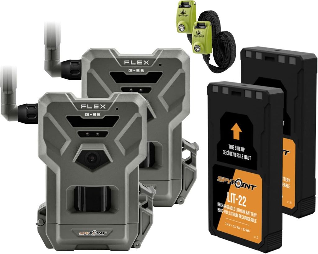 36MP Cellular Trail Camera with Sound, GPS, LTE, 100' Flash Range + LIT-22 Batteries + Straps S350145
