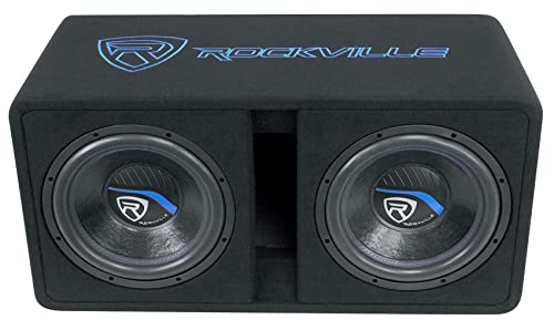 Dual 10" 2400w Car Subwoofers with Vented Sub Enclosure Box, 2 Ohm, Black T2321