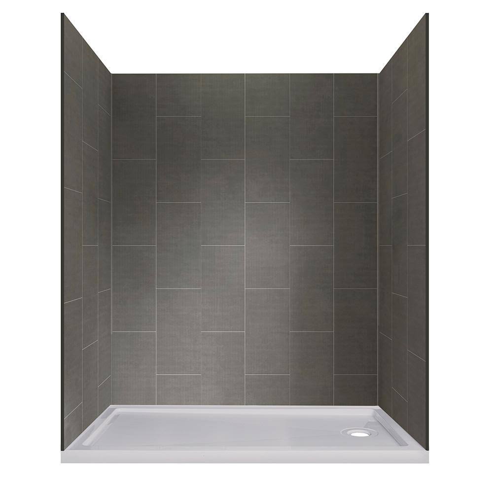 32 in. x 60 in. x 78 in. White Shower Kit with Right Drain Base (5-Piece) S166579