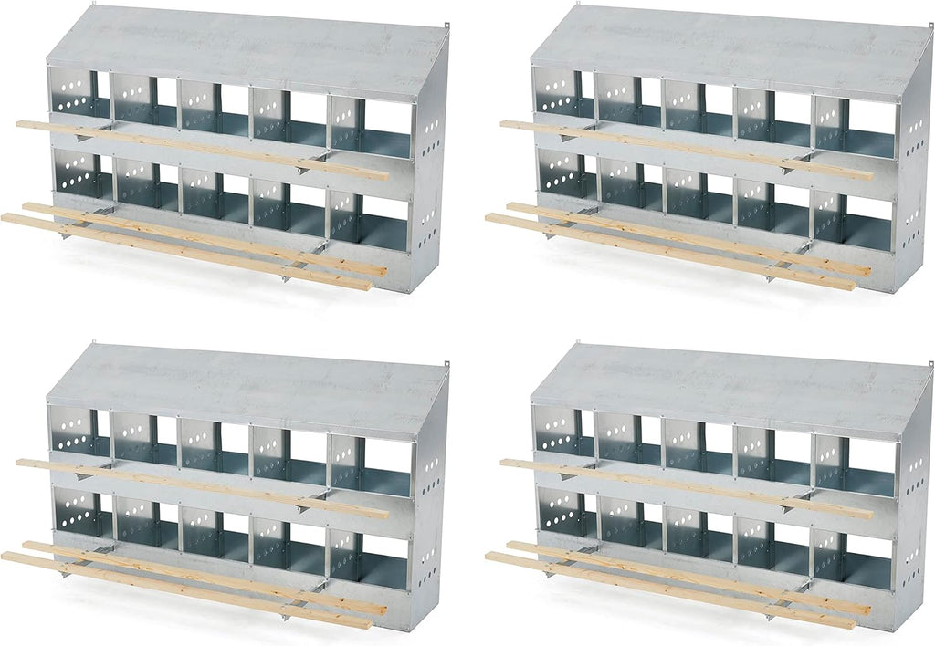 Galvanized Steel 10 Hole 50 Bird Chicken Brooding Box (4 Pack) N9029