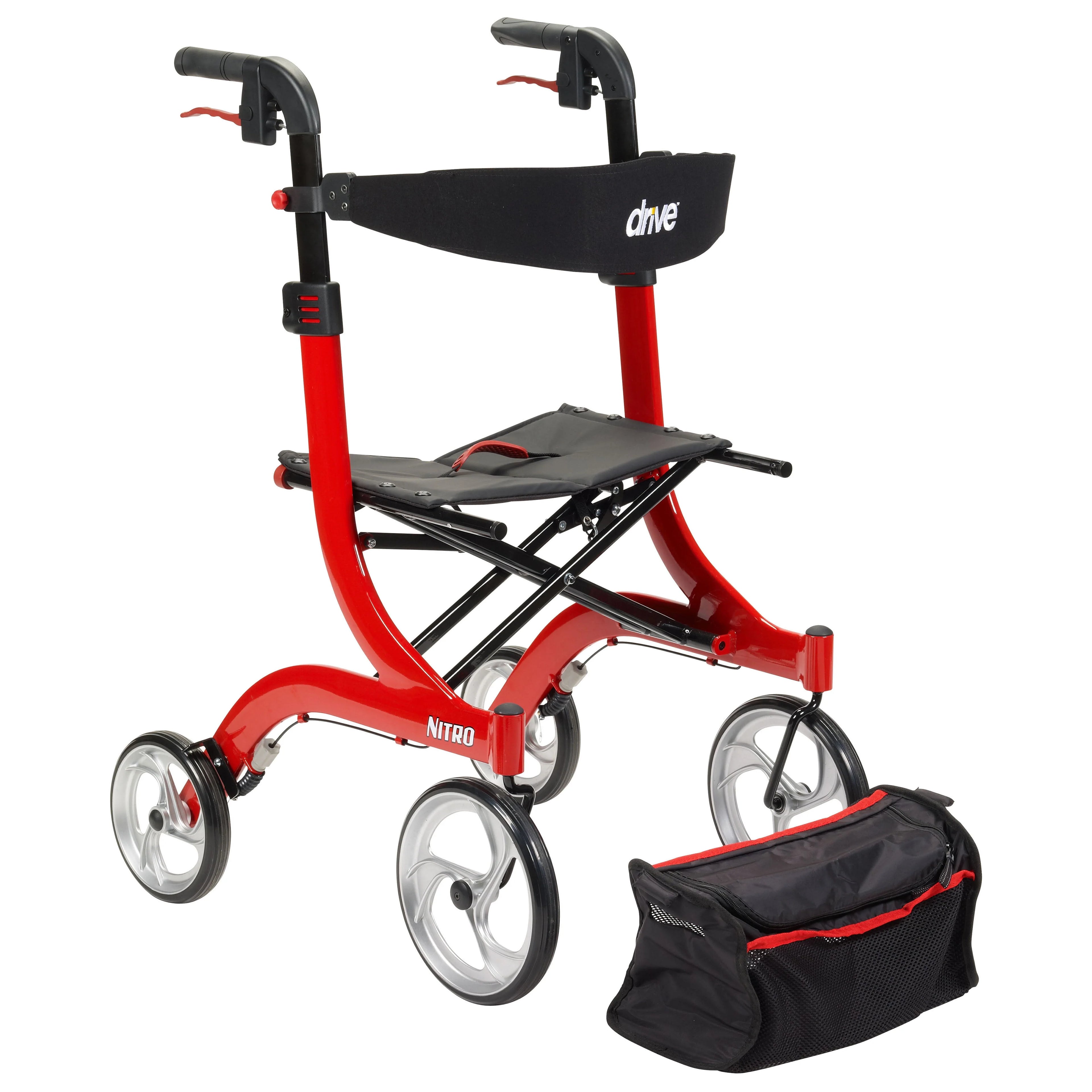 Red Rollator Rolling Walker F6740
