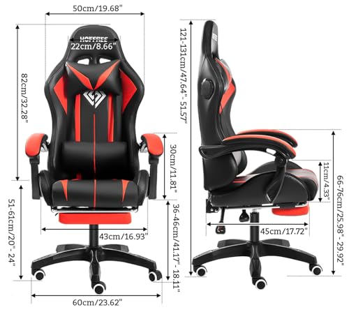 Blue and Black RGB Gaming Chair with Speakers and Footrest A84051