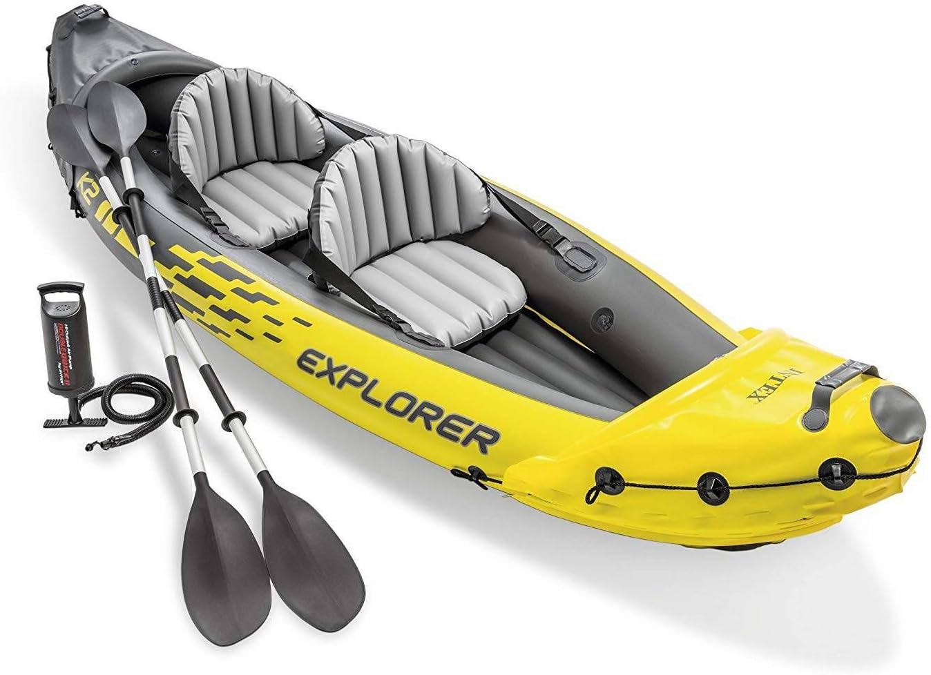 2-Person Inflatable Kayak with Aluminum Oars and Pump and 1-Person Inflatable Kayak with Oar, Hand Pump and Skeg B429