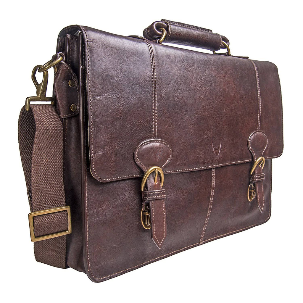 Black Leather Laptop Briefcase D942